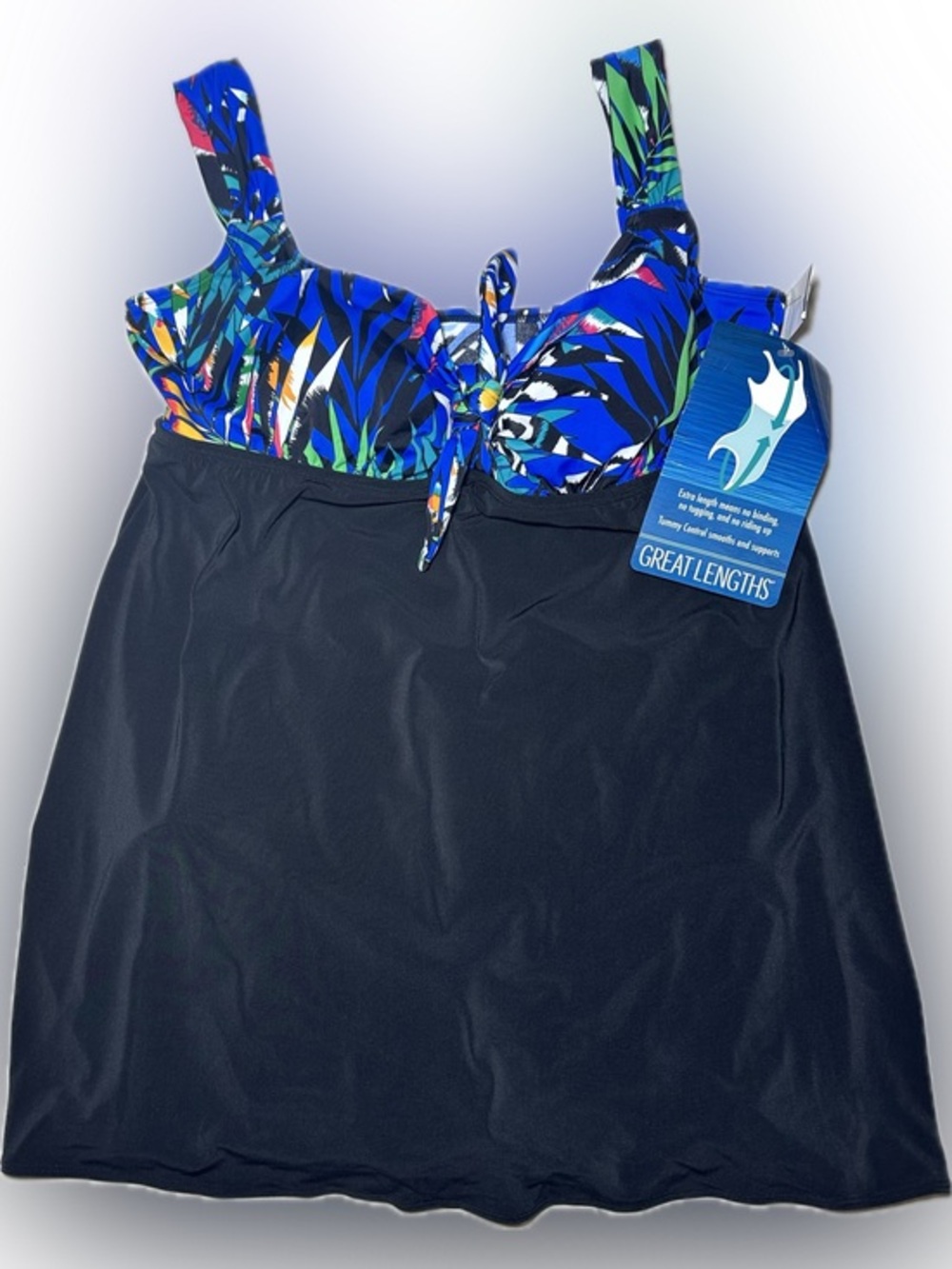 Great Lengths Tropical Print Front Tie One Piece Swim dress s16